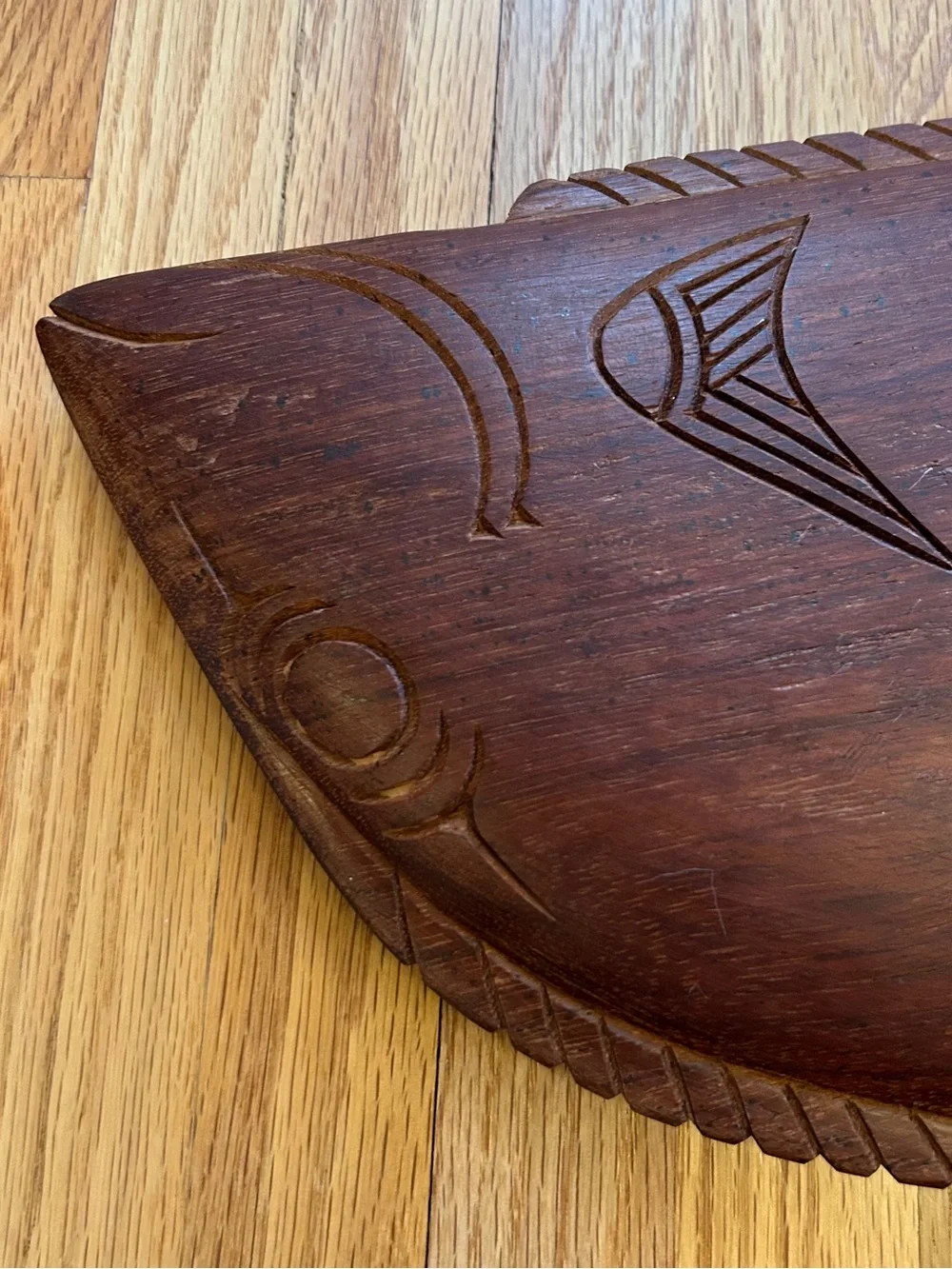 Vintage Wood Hand Carved Fish Bowl Platter